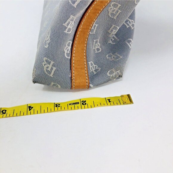 Dooney & Bourke Purse Gray Canvas Handbag Tan Leather Shoulder Strap Hobo Bag - Picture 8 of 12